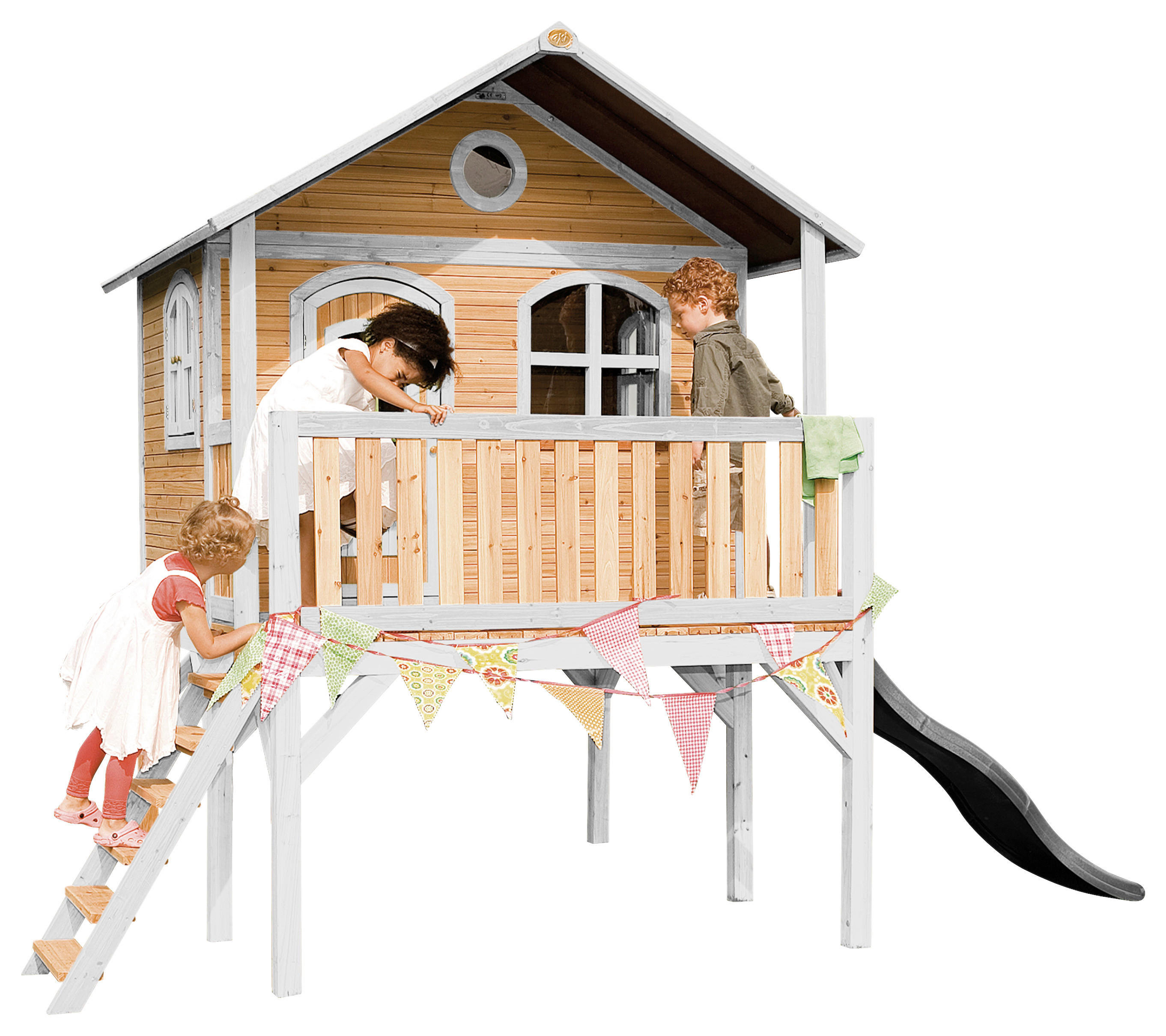 AXI Spielhaus Sophie braun B/H/L: ca. 380x274x212 cm Sophie - braun/weiß (212,00/380,00/274,00cm) - AXI
