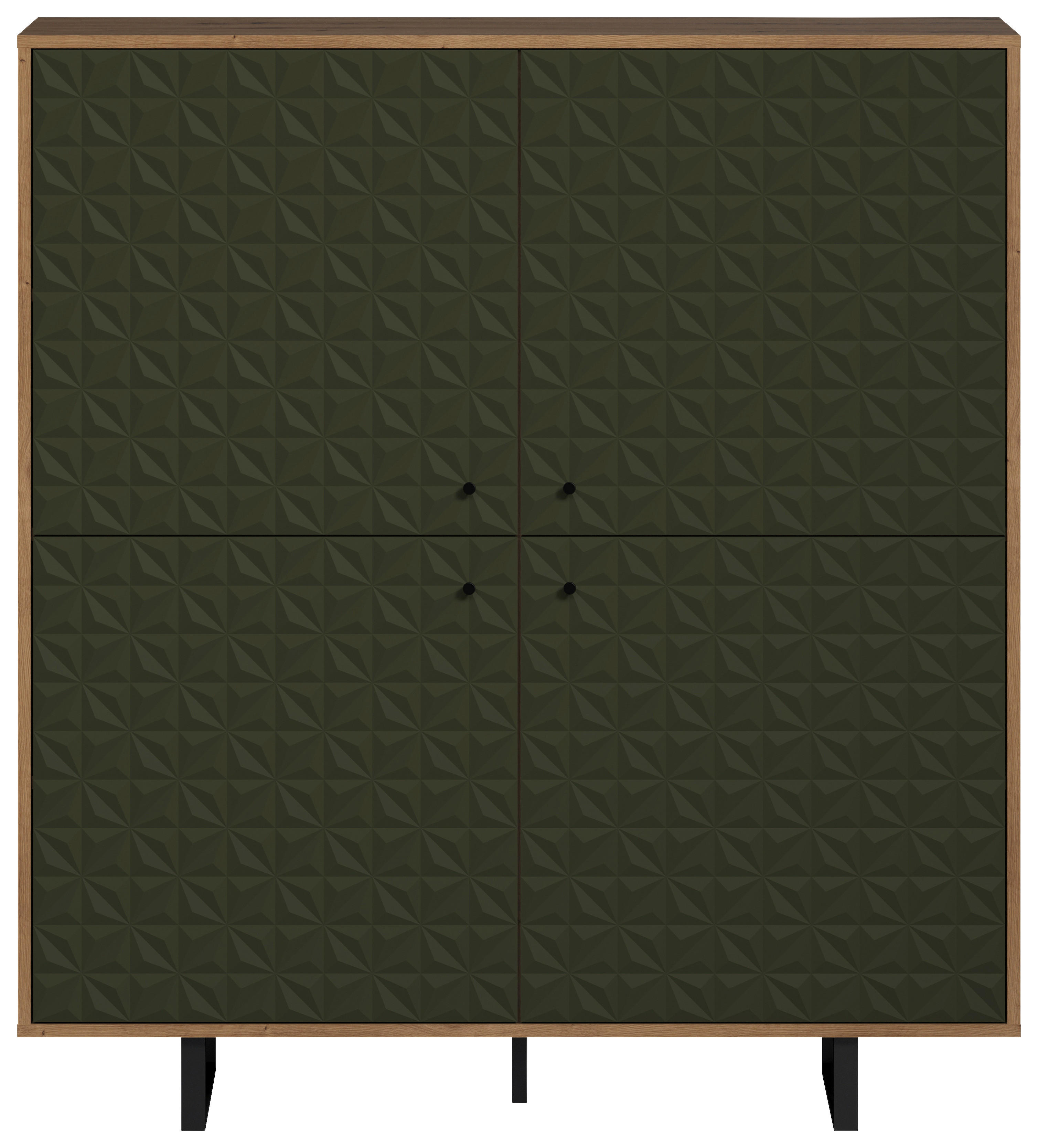 Highboard Sentra Eiche Artisan Nachbildung grün dunkel B/H/T: ca. 124x136x40 cm Sentra - Eiche/grün (124,00/136,00/40,00cm) - Trendteam