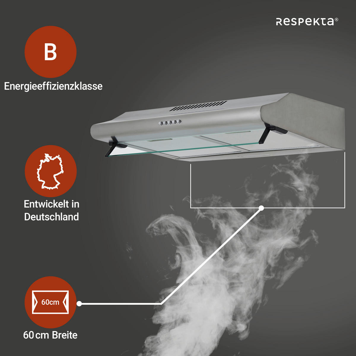 Respekta Dunstabzugshaube CH1259IXCN Edelstahl Edelstahl B/H/T: ca. 59,8x14x50 cm CH1259IXCN - Edelstahl (59,80/14,00/50,00cm) - Respekta