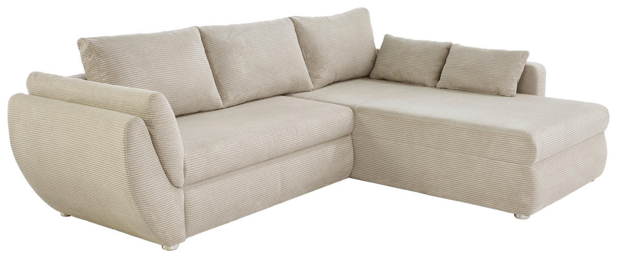 Ecksofa Greige Microfaser B/H/T: ca. 272x88x200 cm Taifun_Ecksofa - Greige/Chrom (272,00/88,00/200,00cm)