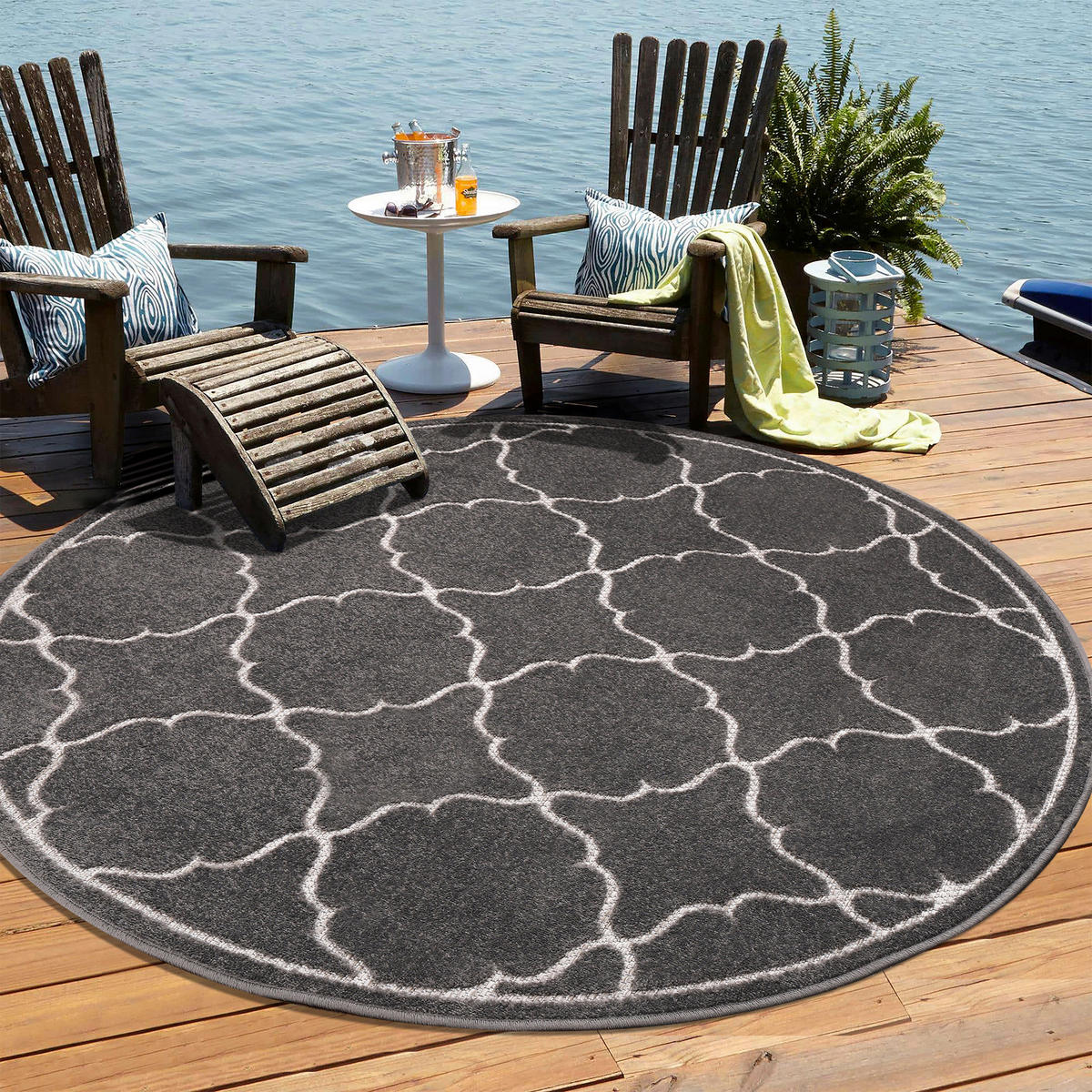 Sanat Outdoorteppich BERLIN grau B/L: ca. 120x120 cm BERLIN - grau (120,00/120,00cm) - Sanat