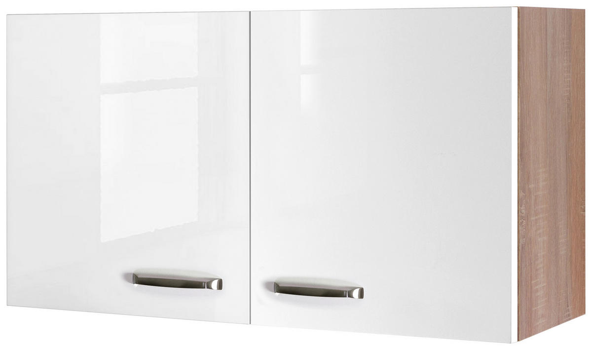 Hängeschrank Valero weiß Hochglanz B/H/T: ca. 100x54,8x32 cm Valero - Eiche/weiß (100,00/54,80/32,00cm) - Flex-Well