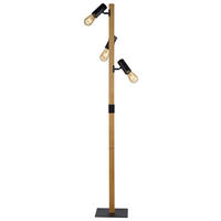 Just Light Stehleuchte PILON 15165-18 natur schwarz Metall Holz B/H/T: ca. 26x152x29 cm E27 3 Brennstellen PILON - natur/schwarz (26,00/152,00/29,00cm) - Just Light