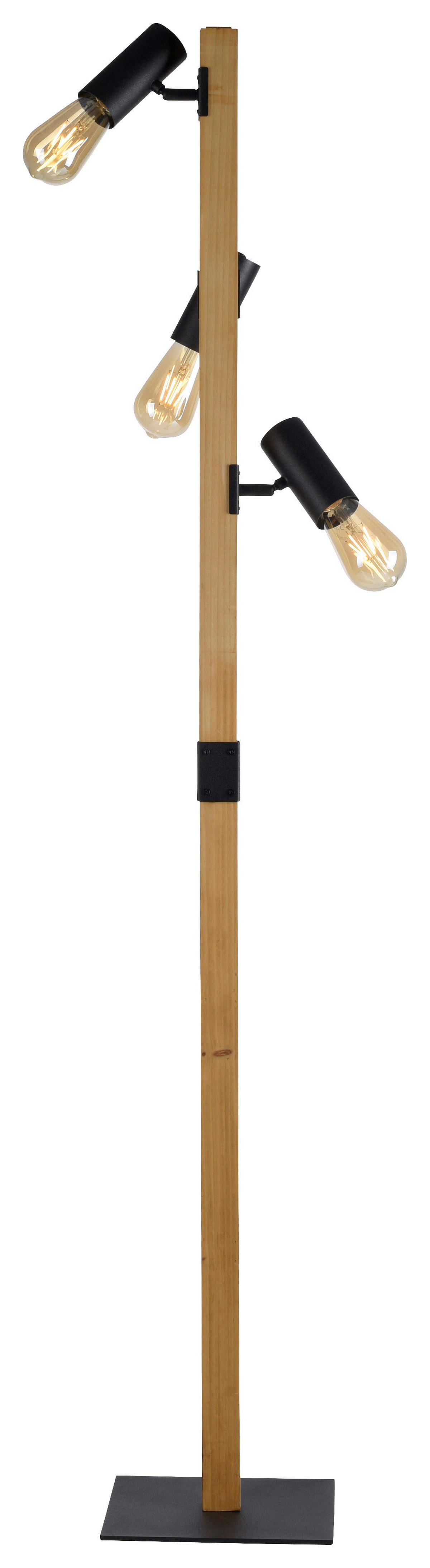 Just Light Stehleuchte PILON 15165-18 natur schwarz Metall Holz B/H/T: ca. 26x152x29 cm E27 3 Brennstellen PILON - natur/schwarz (26,00/152,00/29,00cm) - Just Light