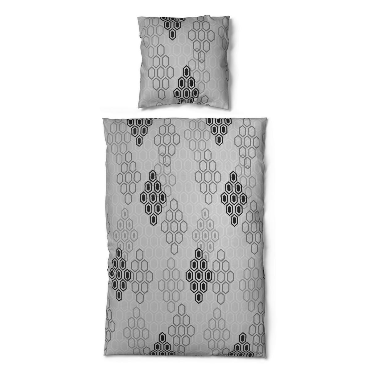 Baumwoll Bettwäsche Cotton touch Bettwäsche_Cotton-Touch-Wabe - schwarz/grau (135,00/200,00cm) - Sensation