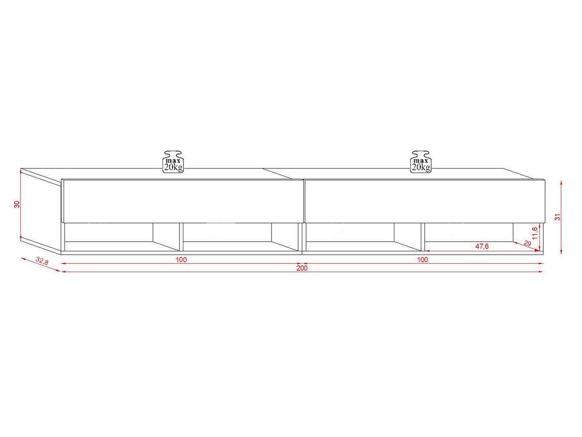 TV-Lowboard TV LOWBOARD DERBY 200 Eiche Wotan Nachbildung schwarz glänzend B/H/T: ca. 200x32,5x31,5 cm TV LOWBOARD DERBY 200 - Eiche/schwarz (200,00/32,50/31,50cm) - WIPMEB