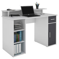 Schreibtisch DIEGO weiß anthrazit silber B/H/T: ca. 120x88x55 cm DIEGO - weiß/anthrazit (120,00/88,00/55,00cm) - byLIVING