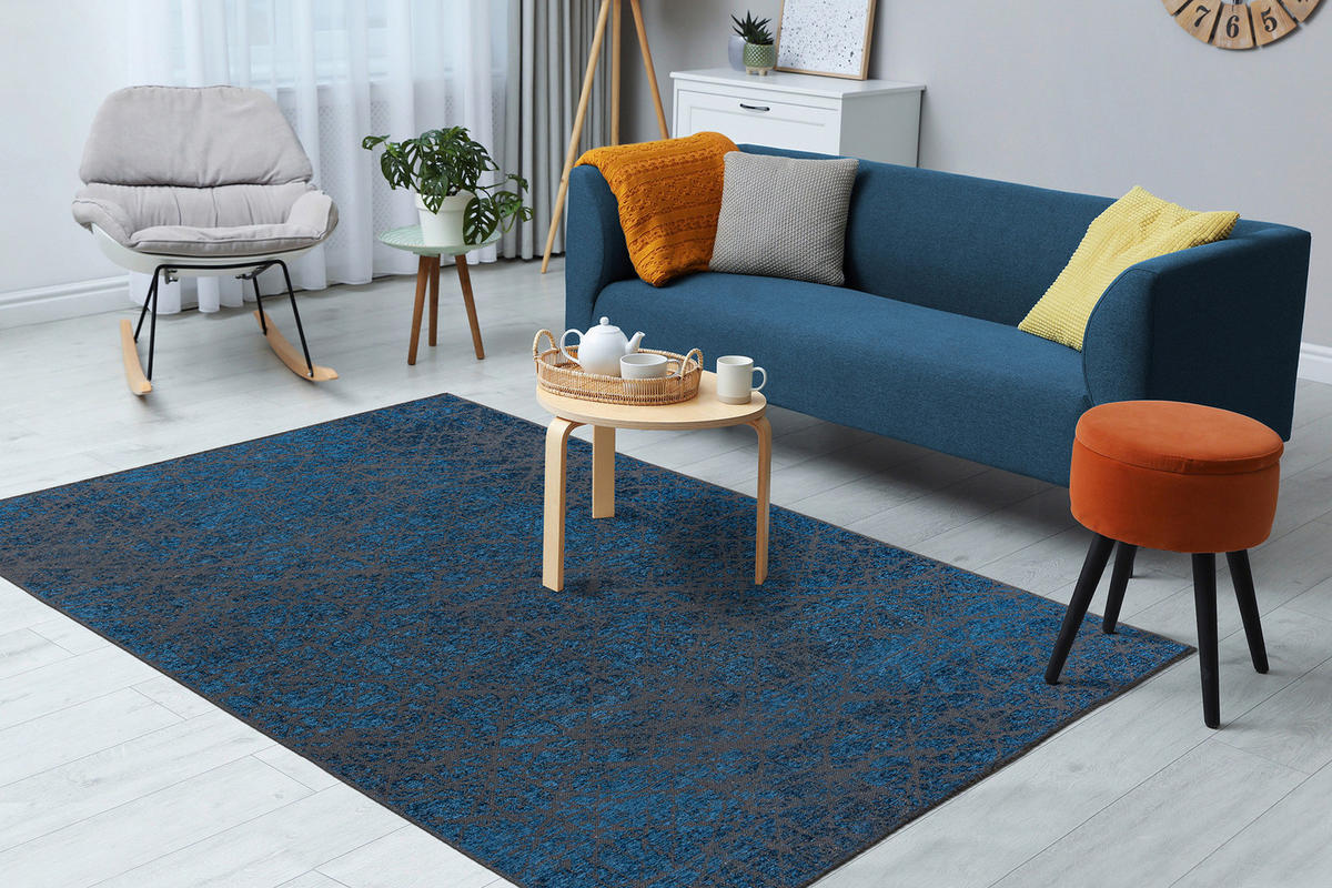Kayoom Flachflorteppich Kalea 225 blau B/H/L: ca. 120x0,8x170 cm Kalea 225 - blau (170,00/120,00/0,80cm) - Kayoom