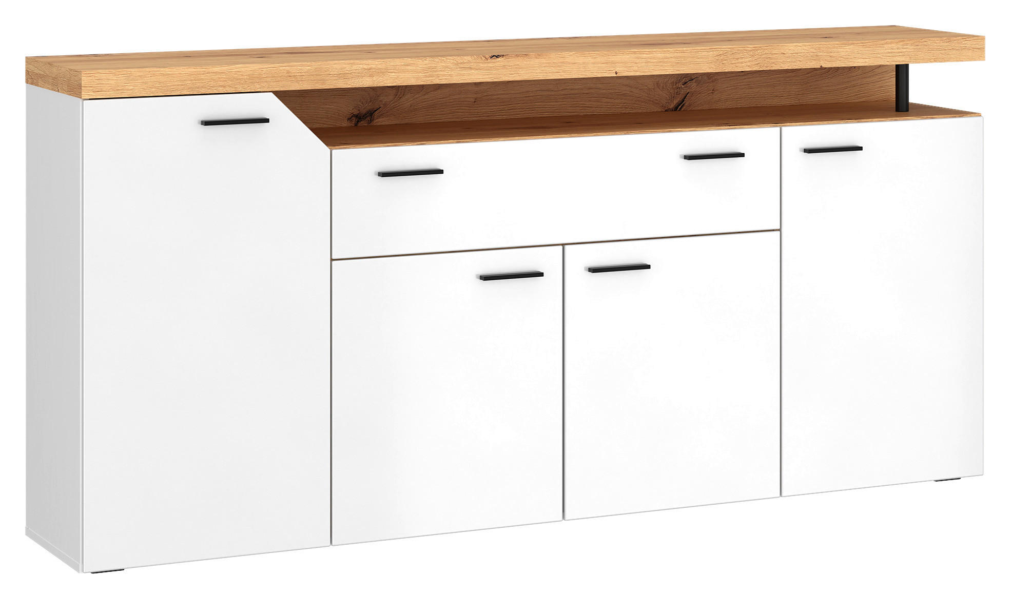 Sideboard Nico weiß Eiche Artisan Nachbildung B/H/T: ca. 184x91x40 cm Nico - Eiche/weiß (184,00/91,00/40,00cm)