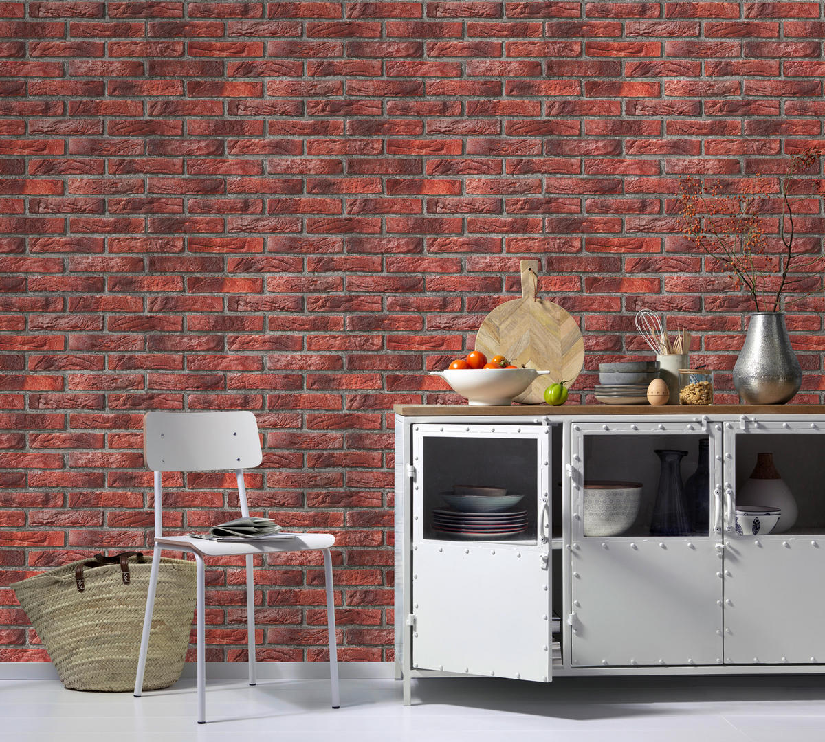 Papiertapete Steinoptik rot B/L: ca. 53x1005 cm Papiertapete_4303-1 - rot (53,00/1005,00cm)