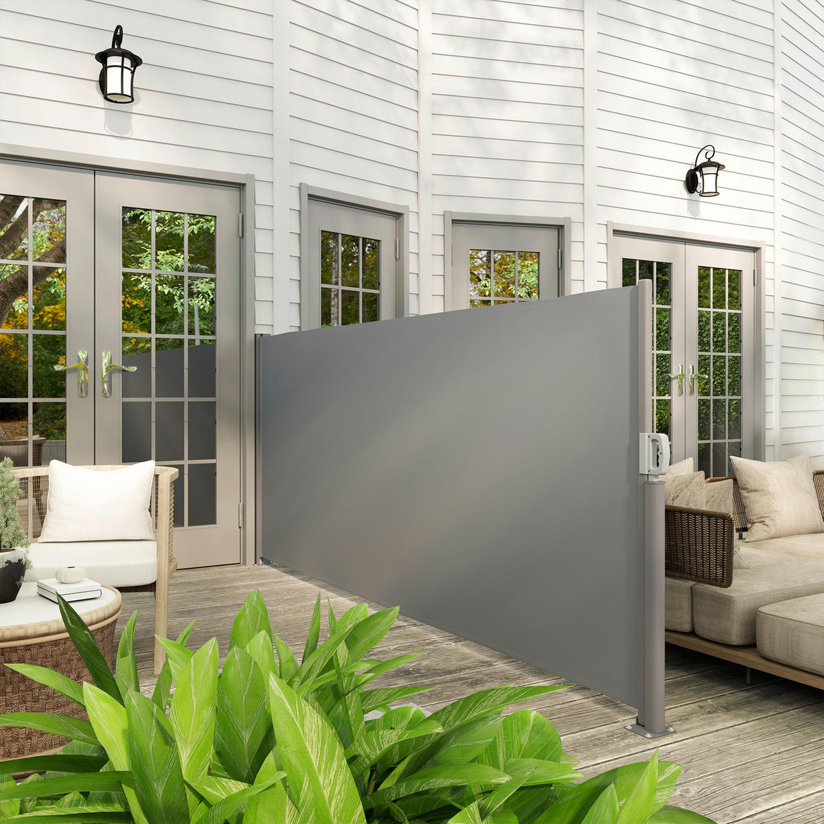 Outsunny Seitenmarkise dunkelgrau Polyester B/H/L: ca. 1x140x300 cm Seitenmarkise - dunkelgrau (300,00/1,00/140,00cm) - Outsunny