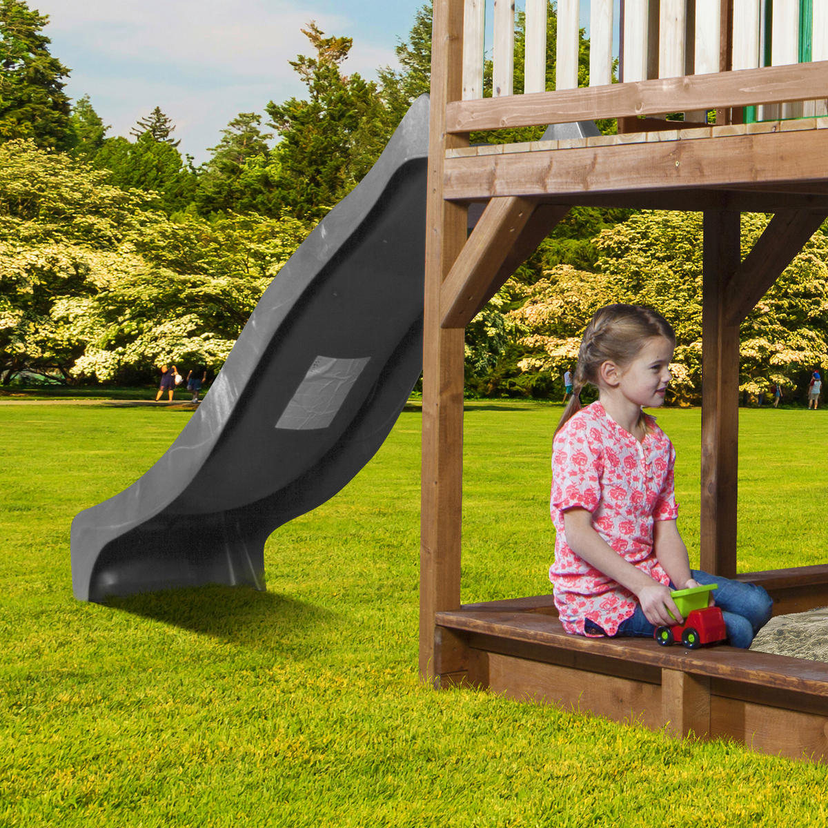 AXI Spielhaus Liam braun B/H/L: ca. 613x291x277 cm Liam - braun/grün (277,00/613,00/291,00cm) - AXI
