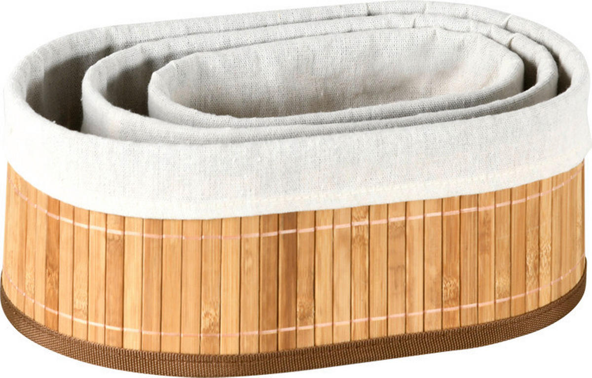 Kesper Bambus Körbchen 3er Set braun B/H/L: ca. 12x20x30 cm Bambus_Körbchen_3erSet - braun (30,00/12,00/20,00cm) - Kesper