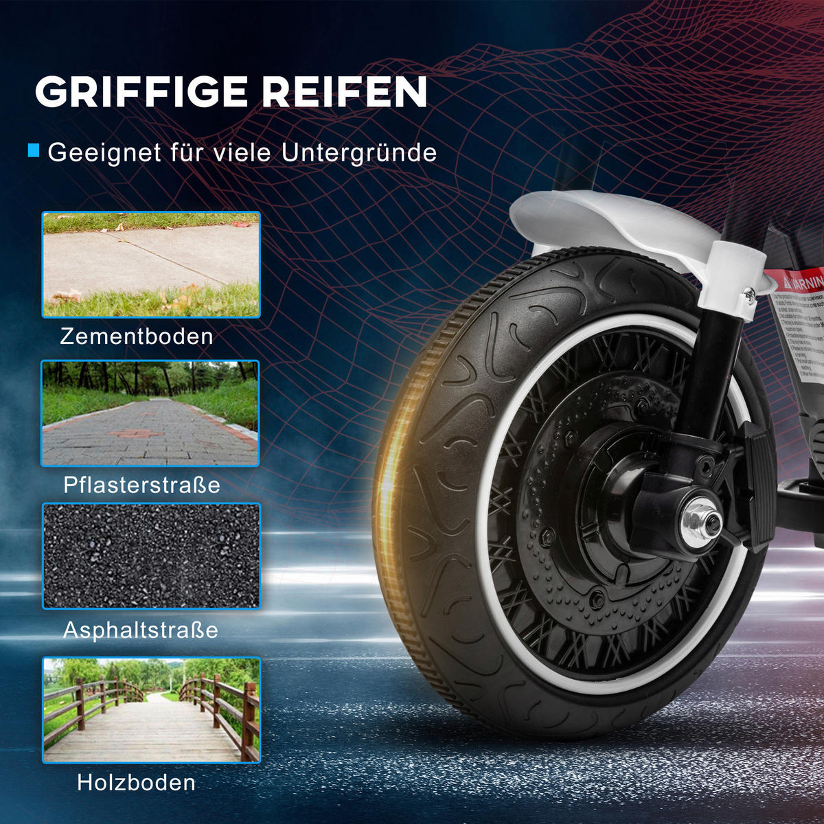 HOMCOM Kinder-Elektromotorrad schwarz B/H/L: ca. 42x57x76 cm Kinder-Elektromotorrad - weiß/schwarz (76,00/42,00/57,00cm) - HOMCOM