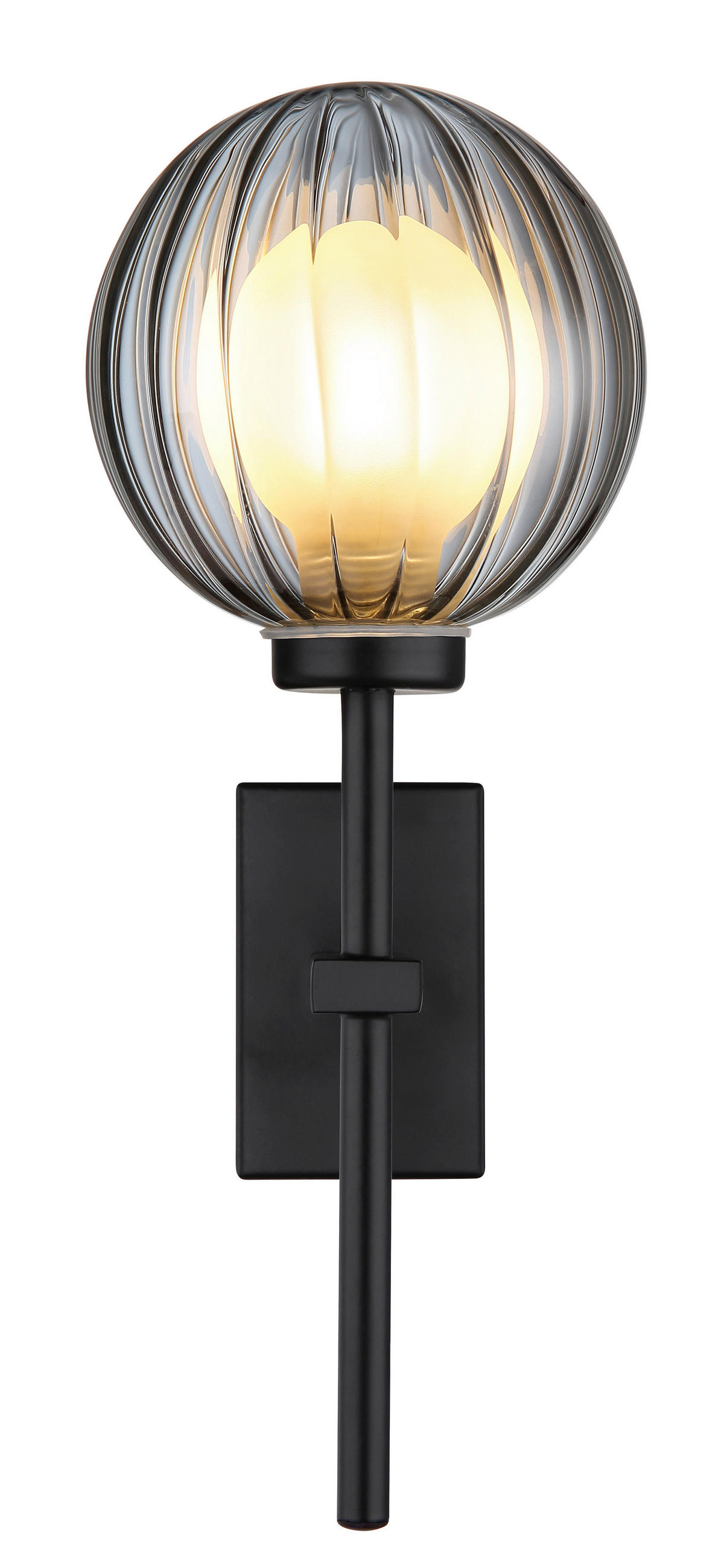 GLOBO LED-Wandleuchte schwarz Rauch Glas Metall B/H: ca. 10x26 cm 1 Brennstellen ANDER - schwarz/Rauch (10,00/26,00cm) - GLOBO