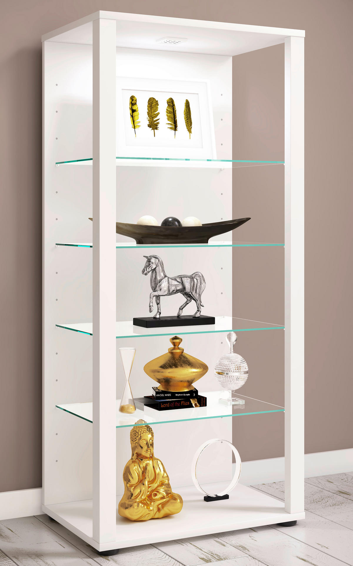 Standvitrine Glasol weiß Holzwerkstoff Glas B/H/T: ca. 52x115x35 cm Glasol - weiß (52,00/115,00/35,00cm) - VCM Möbel