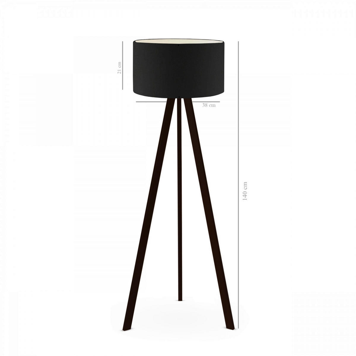 Opviq Stehleuchte schwarz MDF B/H/T/L/D: ca. 21x140x21x21x21 cm E27 1 Brennstellen AYD - schwarz (21,00/21,00/140,00cm) - Opviq