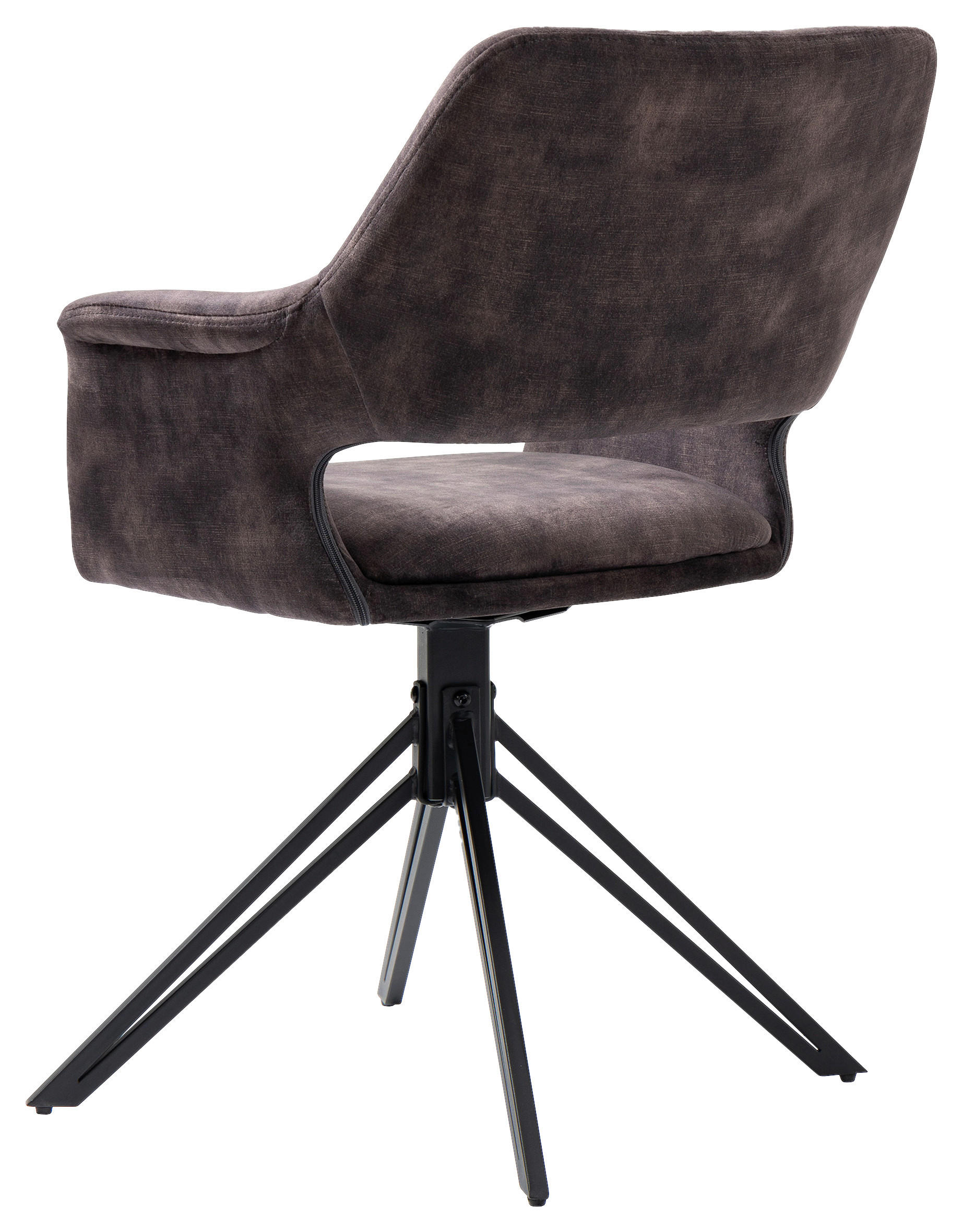 Stuhl ESTELLE  2er-Set anthrazit Vintage schwarz Stoff Metall ESTELLE  2er-Set - schwarz/anthrazit - byLIVING