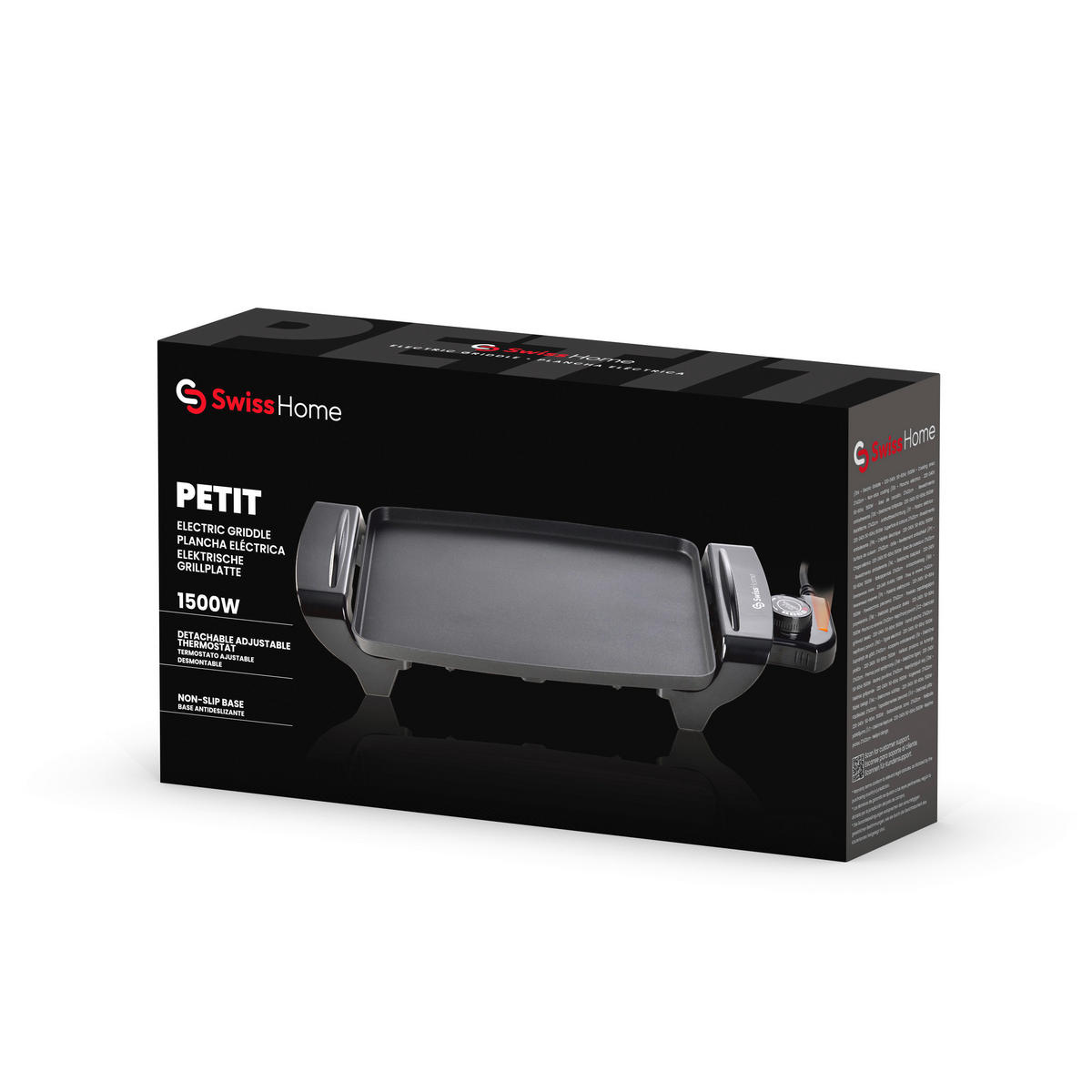 SWISS HOME Grillplatte schwarz Aluminium B/H/L: ca. 10,2x22,8x38,6 cm PETIT - schwarz (38,60/10,20/22,80cm) - SWISS HOME