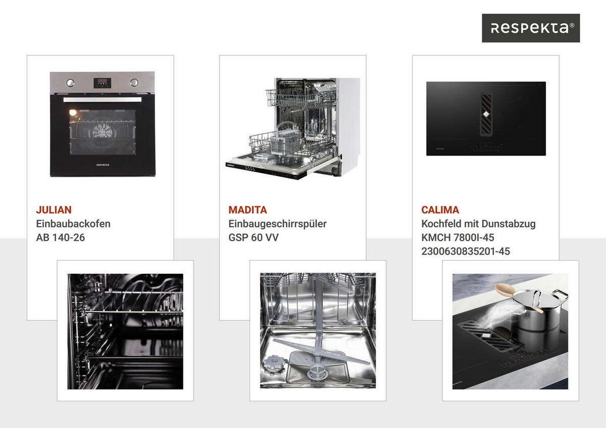 Respekta Inselküche Gabriel grau matt B/H/T: ca. 320x200x60 cm Gabriel - Eiche/weiß (320,00/200,00/60,00cm) - Respekta