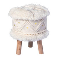 360 Living Hocker Bohist 500 creme Baumwolle Holz H/D: ca. 50x38 cm Bohist 500 - creme (38,00/50,00cm) - 360 Living