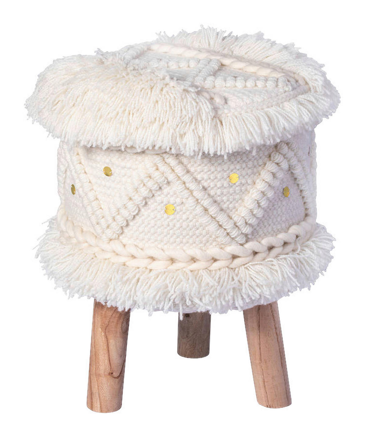 360 Living Hocker Bohist 500 creme Baumwolle Holz H/D: ca. 50x38 cm Bohist 500 - creme (38,00/50,00cm) - 360 Living