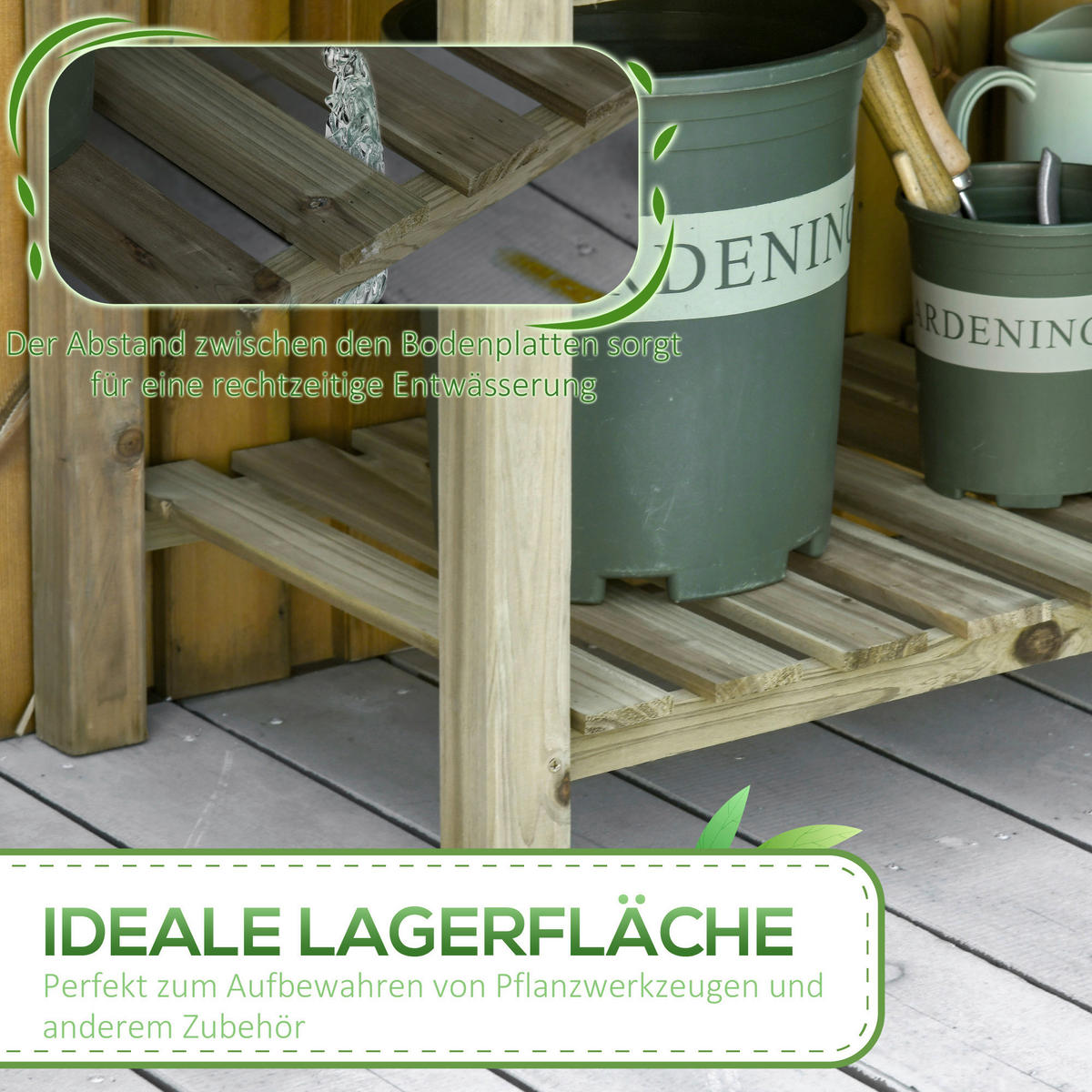 Outsunny Hochbeet grün Holz B/H/L: ca. 51x76x91 cm Hochbeet - grün (91,00/51,00/76,00cm) - Outsunny