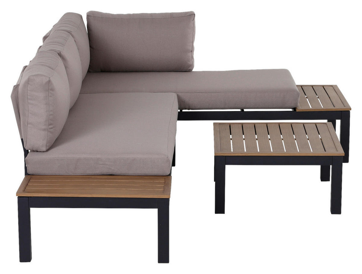 Outsunny Gartengarnitur grau Aluminium B/H/L: ca. 164x69x74 cm Gartengarnitur_mit_Beistelltisch - natur/grau (74,00/164,00/69,00cm) - Outsunny