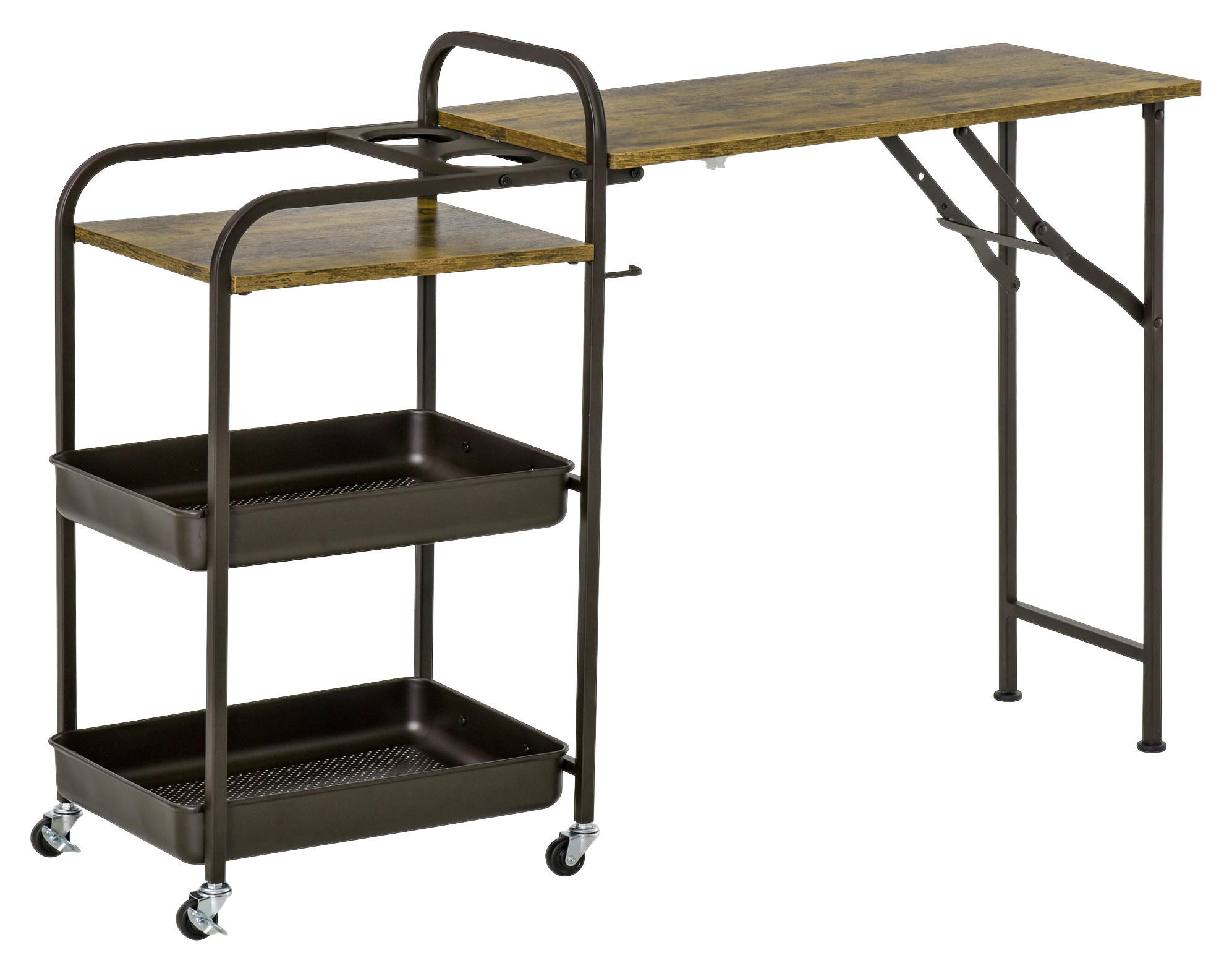 HOMCOM Küchenwagen braun Polypropylen B/H/L: ca. 36,5x118x82 cm Küchenwagen - braun (82,00/36,50/118,00cm) - HOMCOM