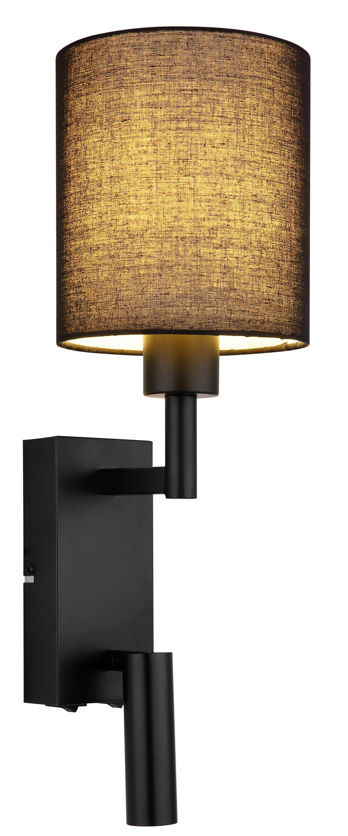 GLOBO Wandleuchte schwarz Metall B/H/L: ca. 17x45,5x15 cm E27 2 Brennstellen Zamora - schwarz (15,00/17,00/45,50cm) - GLOBO