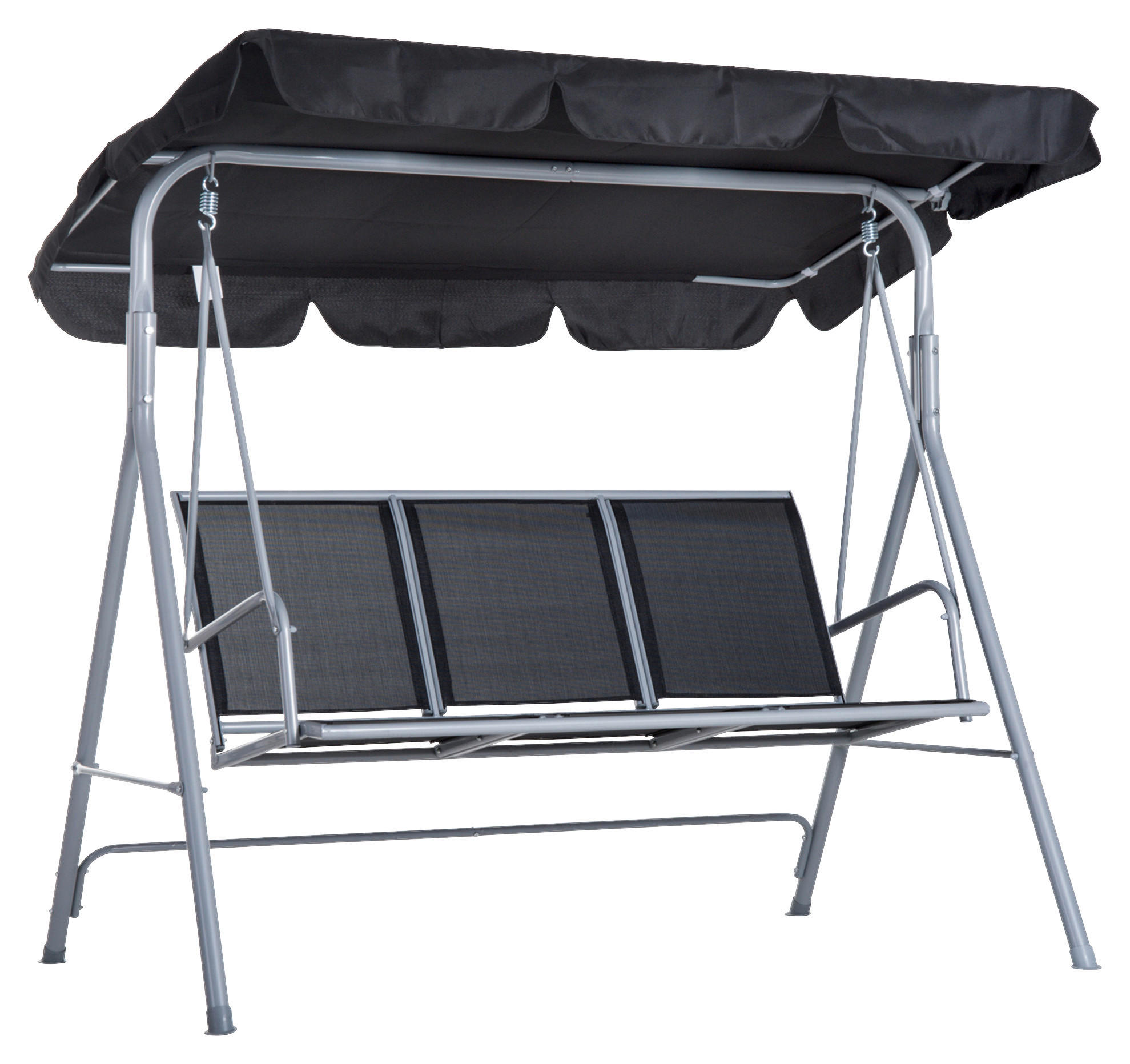 Outsunny Hollywoodschaukel schwarz Metall B/H/L: ca. 110x153x170 cm Hollywoodschaukel mit Dach - schwarz (170,00/110,00/153,00cm) - Outsunny