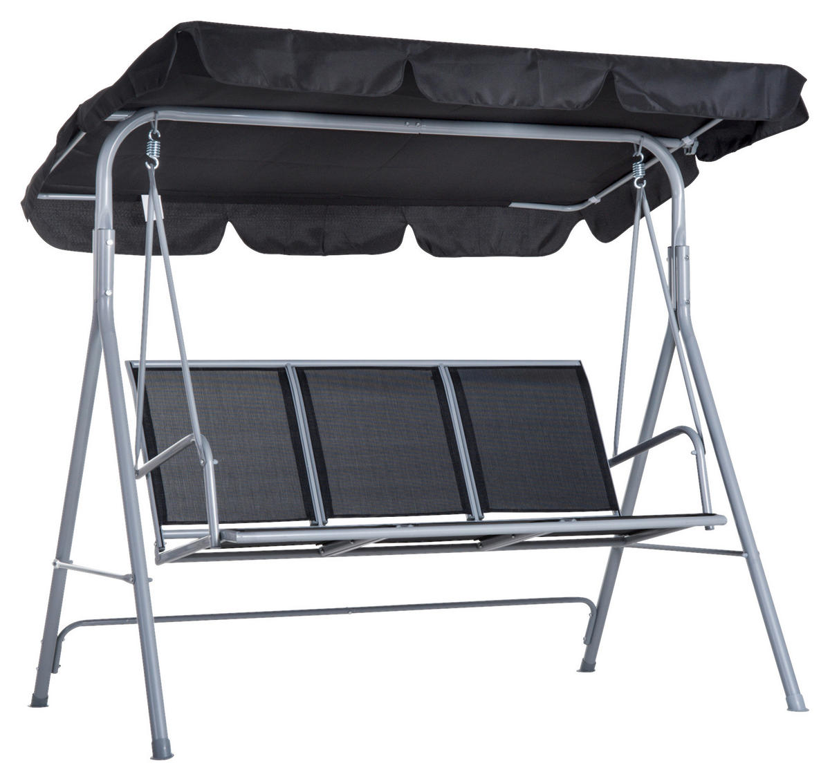 Outsunny Hollywoodschaukel schwarz Metall B/H/L: ca. 110x153x170 cm Hollywoodschaukel mit Dach - schwarz (170,00/110,00/153,00cm) - Outsunny