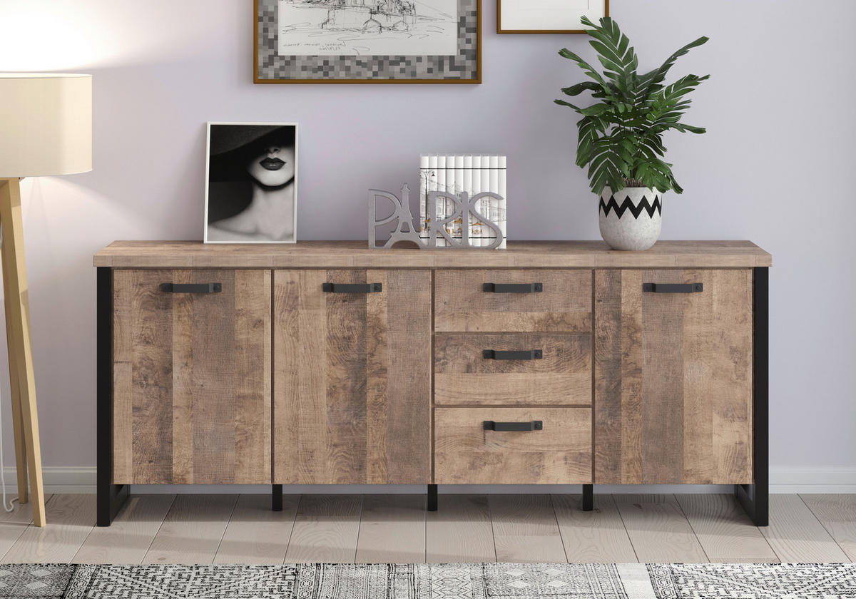 Sideboard Emile Eiche Tabak Nachbildung B/H/T: ca. 214x86x45 cm Emile - Eiche (214,00/86,00/45,00cm) - Trendteam