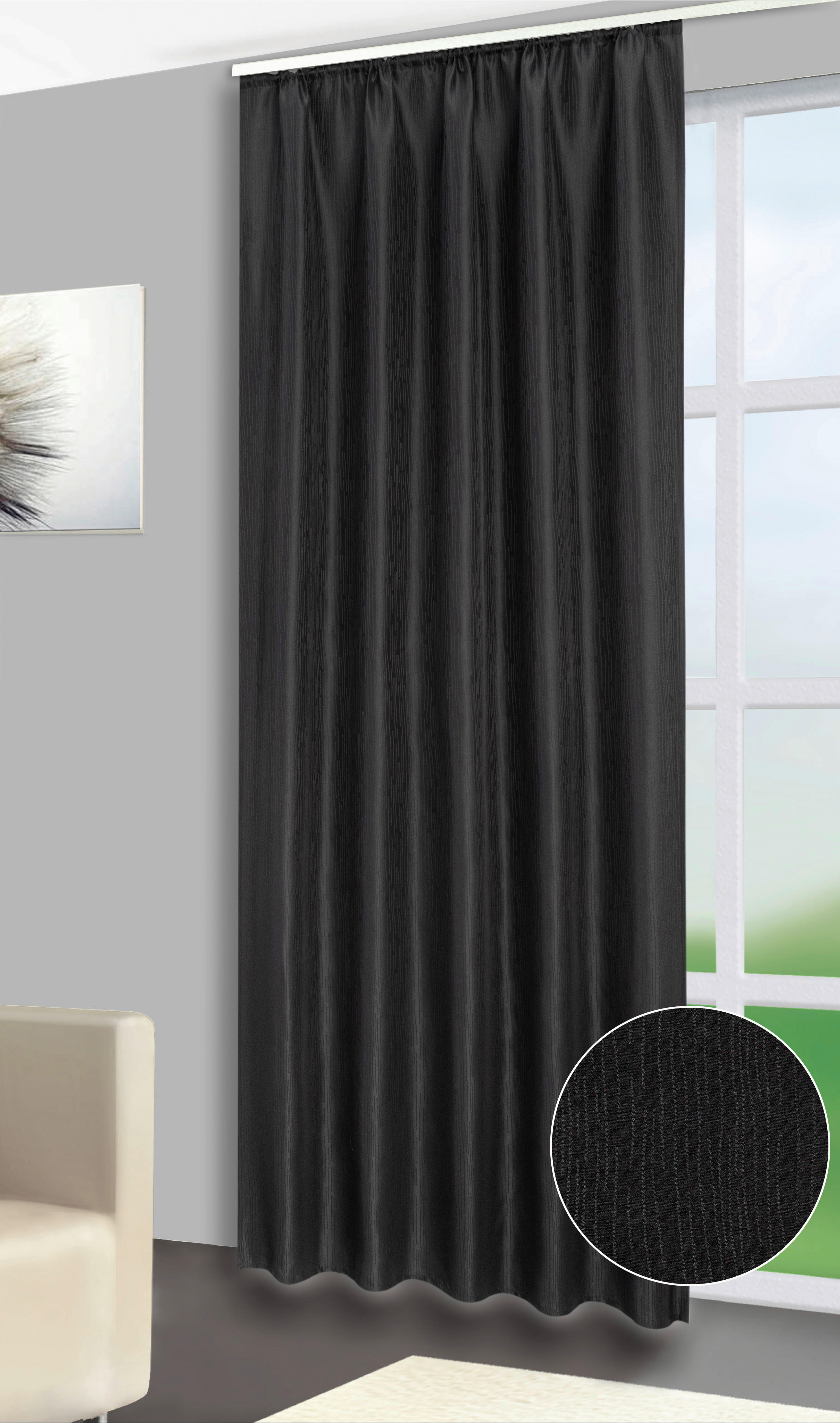 Thumbnail - silver edition Dekovorhang Tessin schwarz B/L: ca. 140x245 cm