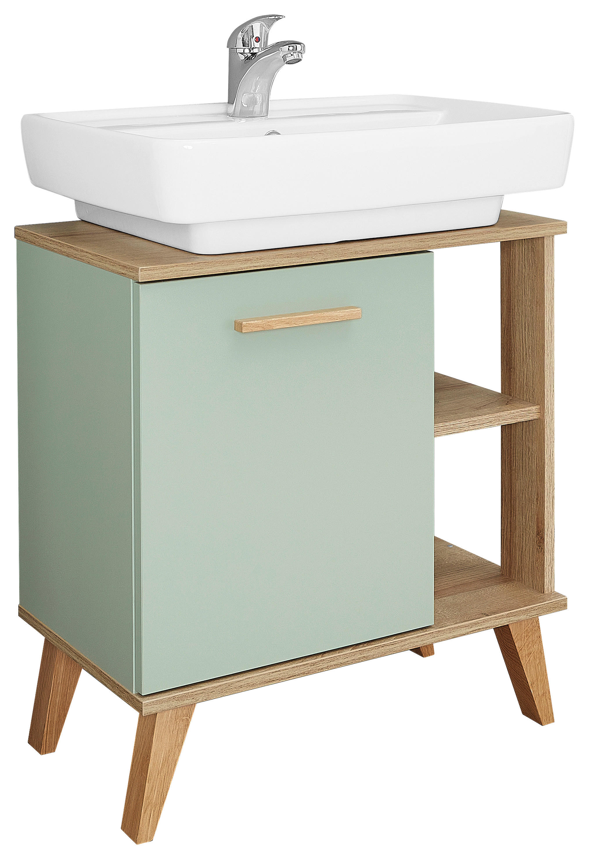 Waschbeckenunterschrank Quickset 963 salbei Nachbildung Eiche Riviera Nachbildung B/H/T: ca. 60,5x65x33 cm Quickset 963 - Eiche/salbei (60,50/65,00/33,00cm) - Pelipal
