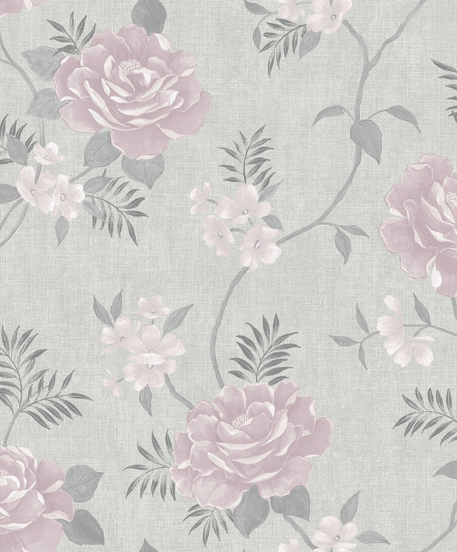 Papiertapete Blumenranke hellgrau dunkelgrau rosa B/L: ca. 53x1005 cm Papiertapete_A69703 - hellgrau/dunkelgrau (53,00/1005,00cm)