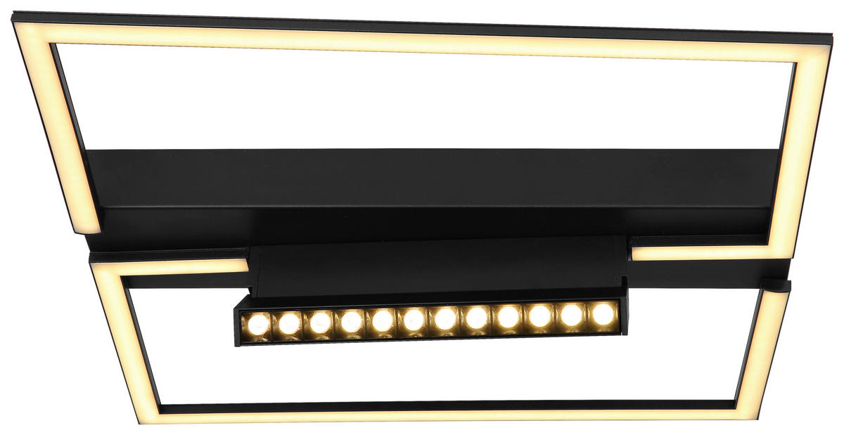 GLOBO LED-Deckenleuchte schwarz mattschwarz Aluminium Metall Kunststoff B/H/T: ca. 42x11x42 cm MAXWELL - schwarz/mattschwarz (42,00/11,00/42,00cm) - GLOBO
