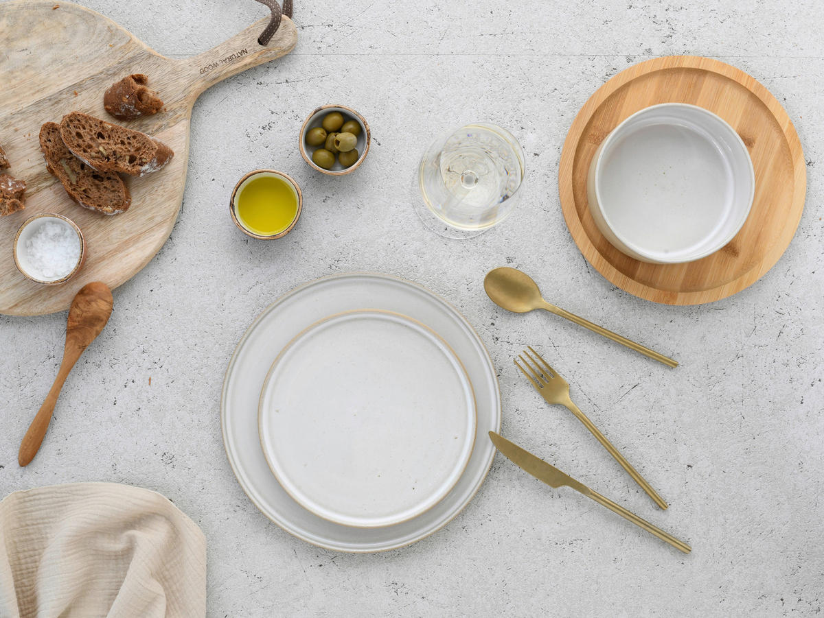 CreaTable Tafelservice Futuro weiß Steinzeug 12 tlg. Futuro - weiß - CreaTable