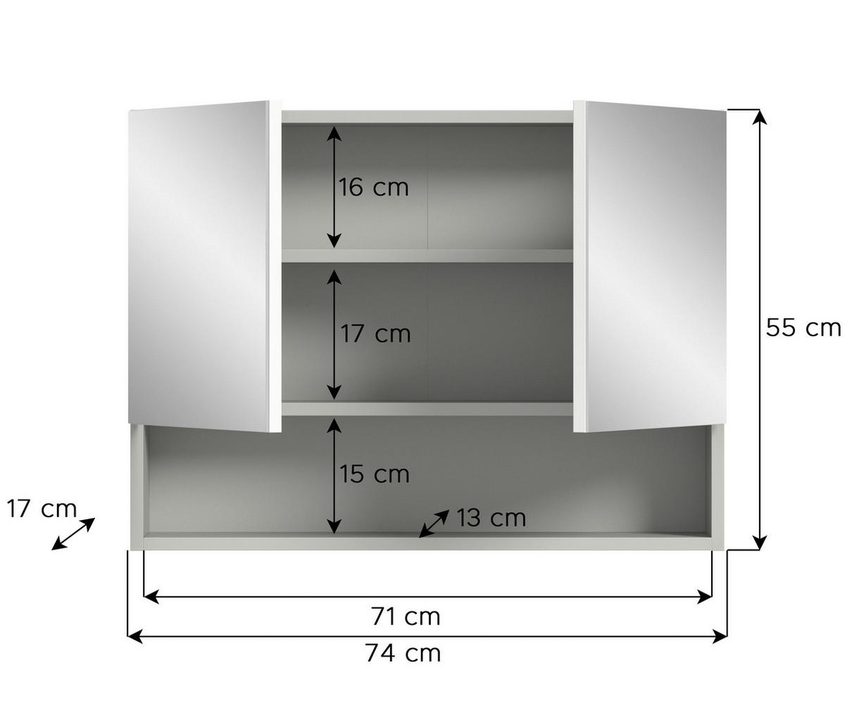 Spiegelschrank Copa hellgrau B/H/T: ca. 74x55x17 cm Copa - hellgrau (74,00/55,00/17,00cm) - xonox.home