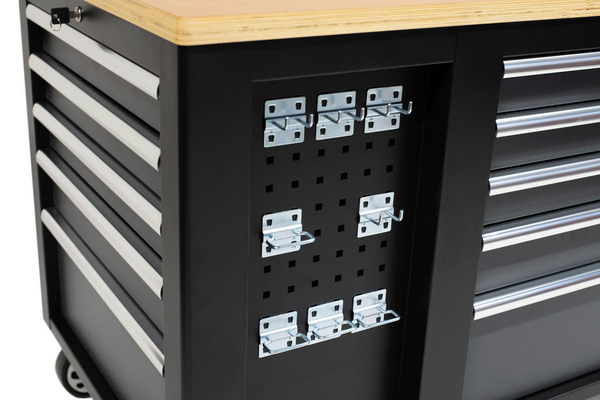 Werkbank Hektor schwarz B/H/L: ca. 114x89x73 cm Hektor - schwarz (73,00/114,00/89,00cm) - Feistos