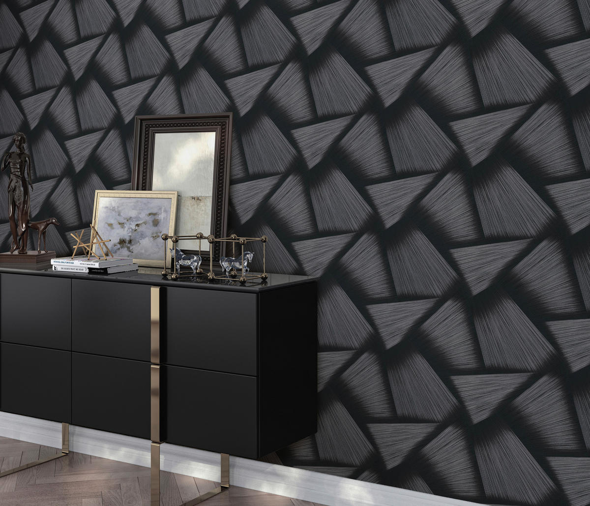 Erismann Vliestapete Schimmer schwarz silber B/L: ca. 53x1005 cm Vliestapete_10401-15 - schwarz/silber (53,00/1005,00cm) - Erismann