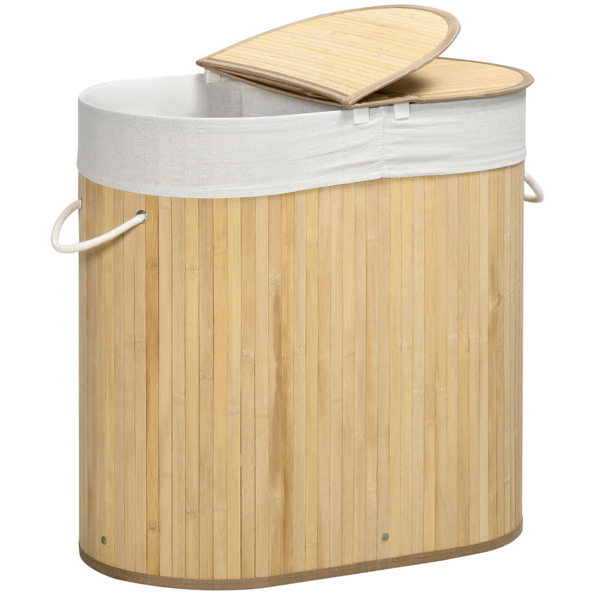 HOMCOM Wäschekorb natur Polypropylen B/H/L: ca. 37x62,5x60,5 cm Wäschekorb - natur (60,50/37,00/62,50cm) - HOMCOM