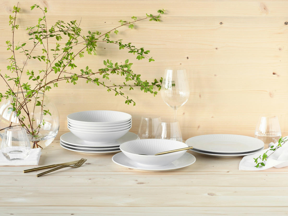 CreaTable Tafelservice Valencia weiß Porzellan 12 tlg. Valencia - weiß - CreaTable