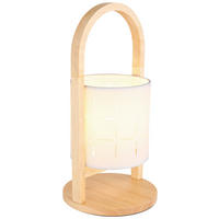 GLOBO Tischleuchte natur weiß Textil Holz H/D: ca. 33x16 cm E14 1 Brennstellen NINJA - weiß/natur (16,00/33,00cm) - GLOBO