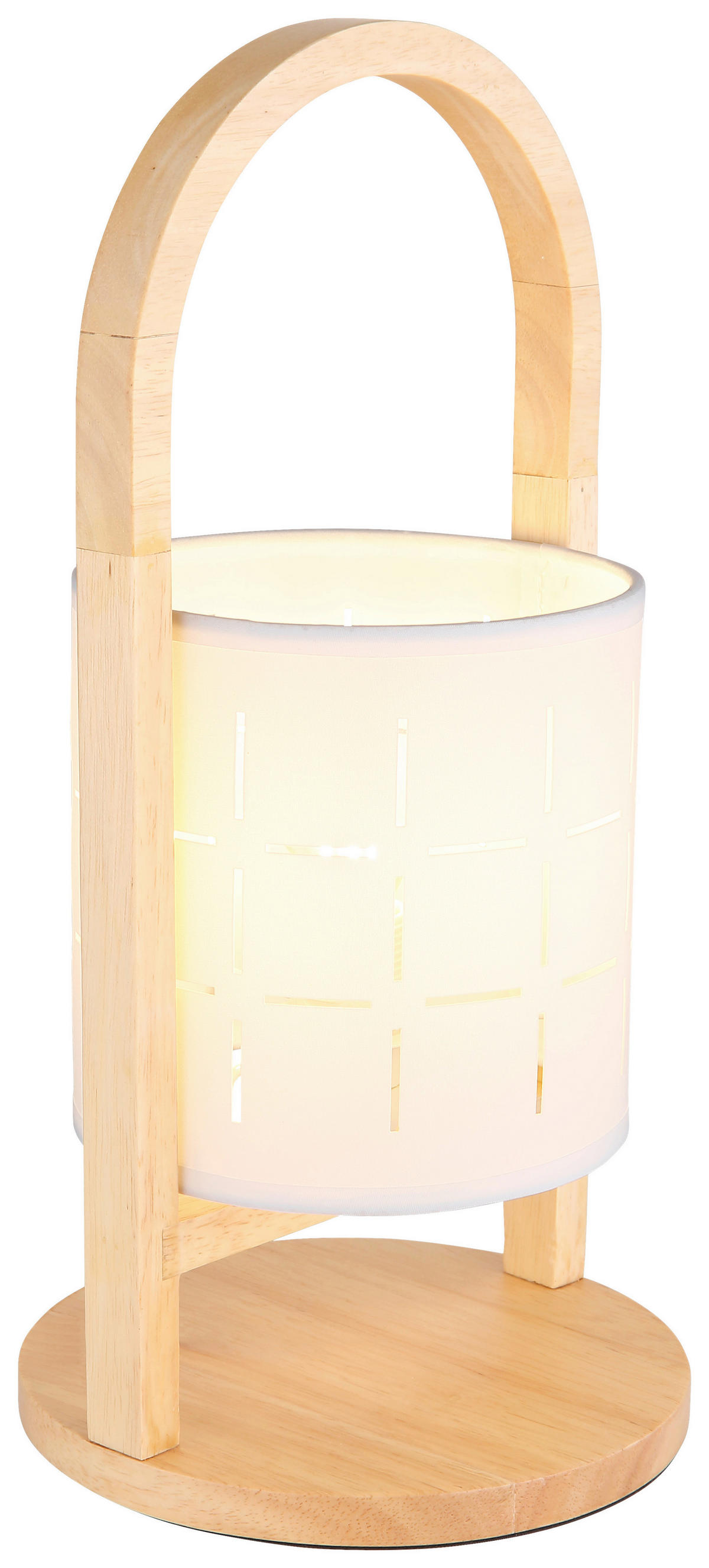 GLOBO Tischleuchte natur weiß Textil Holz H/D: ca. 33x16 cm E14 1 Brennstellen NINJA - weiß/natur (16,00/33,00cm) - GLOBO