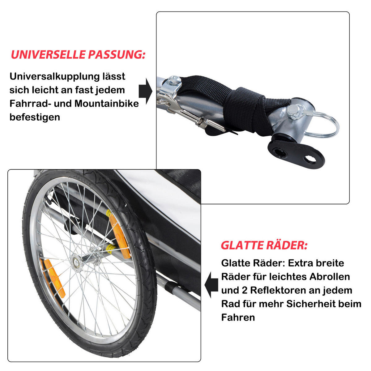 PawHut Fahrradanhänger 20 Zoll schwarz schwarz B/H/L: ca. 73x94x78 cm Radanhänger f. Hunde B4-0003-029 - weiß/schwarz (78,00/73,00/94,00cm) - PawHut