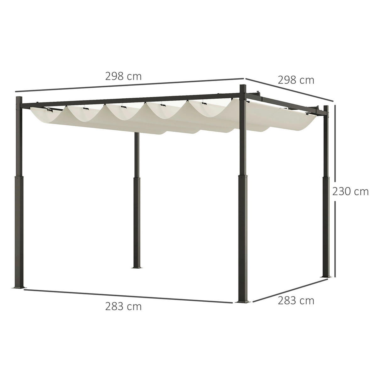 Outsunny Pergola cremeweiß Metall B/H/L: ca. 298x230x298 cm Pergola - cremeweiß (298,00/298,00/230,00cm) - Outsunny