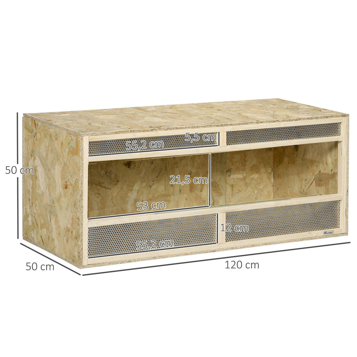 PawHut Holz-Terrarium natur Holz B/H/L: ca. 50x50x120 cm Holz-Terrarium - natur (120,00/50,00/50,00cm) - PawHut