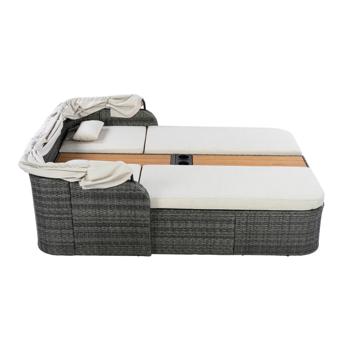 POCOline Gartenliege beige Stahl Doppel-Sonnenliege - beige/grau - POCOline