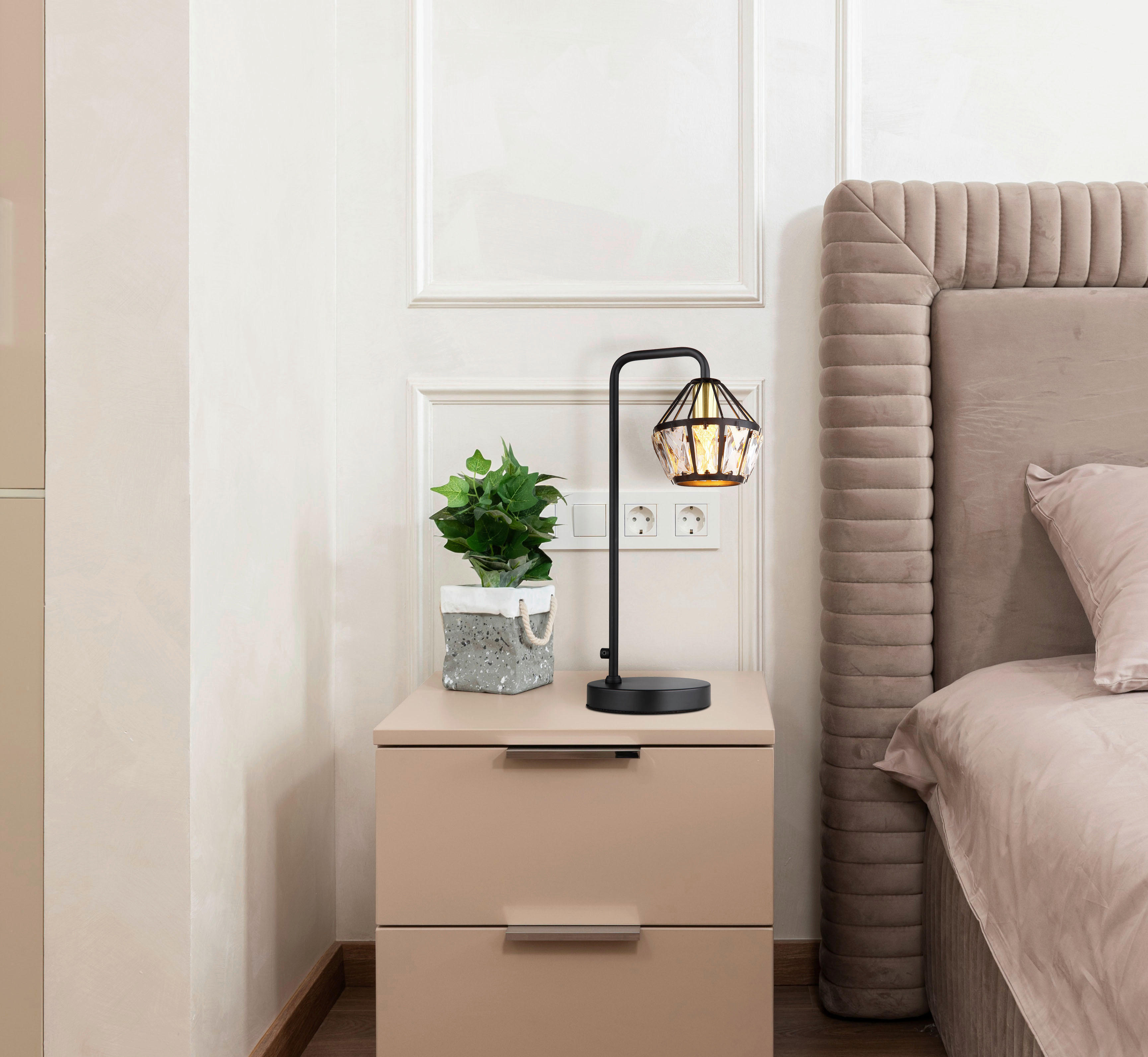 GLOBO Tischleuchte schwarz Metall B/H/T: ca. 12,5x43x21,5 cm E14 1 Brennstellen LOIS - schwarz (12,50/43,00/21,50cm) - GLOBO